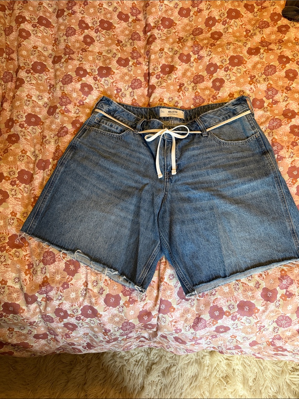 Hollister Blue Denim Drawstring Women's Bermuda Shorts
